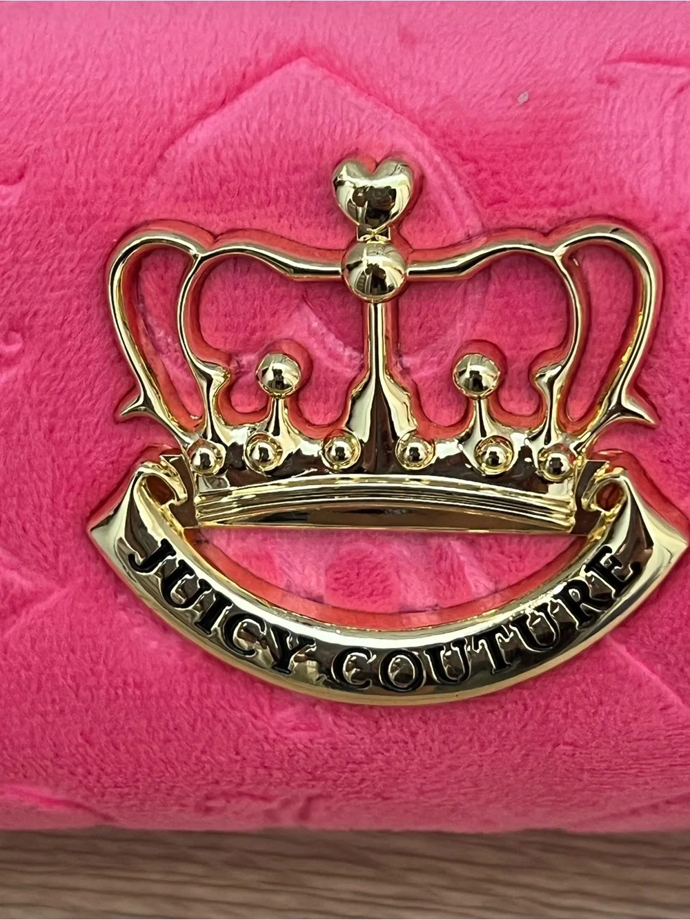 Juicy Couture hot pink velour barrel cosmetic bag